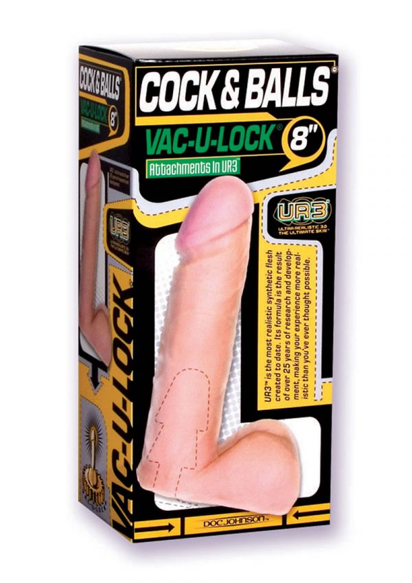 Vac U Lock UR3 Cock And Balls 8 Inch Flesh