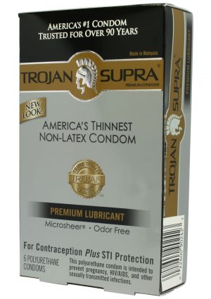 Trojan Condom Supra Microsheer Non Latex Lubricated 6 Pack