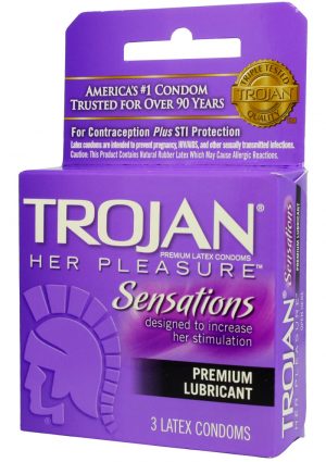 Trojan Her Pleasure Sensations Condom Lubricated 3 Pack