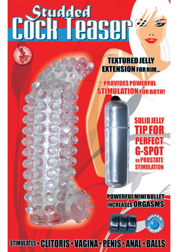 Studded Cock Teaser Penis Extension Sleeve Waterproof Clear