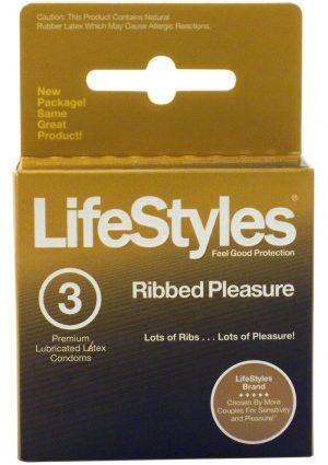 Lifestyles Condom Ribbed Pleasure Lubricated 3 Pack