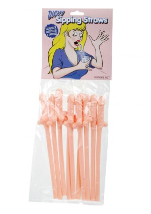 Bachelorette Party Favors Dicky Sipping Straws Flesh 10 Each Per Pack