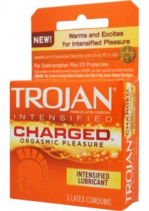 Trojan Intensified Charged Orgasmic Pleasure Condoms 3pk