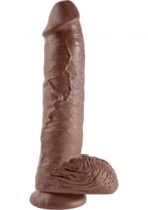 King Cock Realistic Dildo With Balls Brown 10 Inch