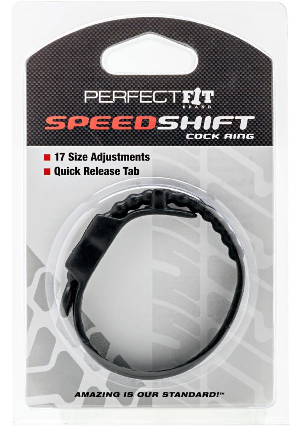 Perfect Fit Speed Shift Adjustable Cock Ring - Black