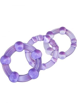 Stay Hard Beaded Cockrings Purple 3 Each Per Set