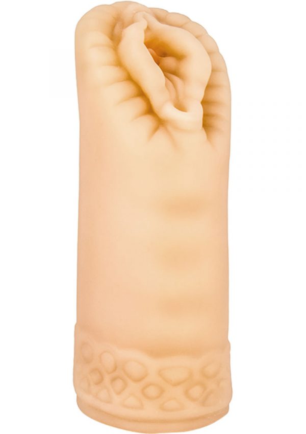 M For Men Sexy Snatch Pussy Beaded Stroker Beige 5.75 Inch