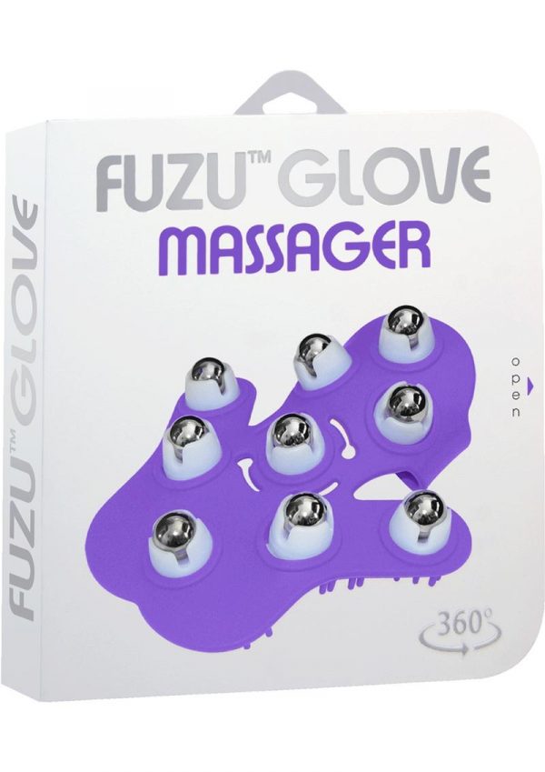 Fuzu Glove Massager features  360 degree rolling balls  Length 6 Inches  Purple