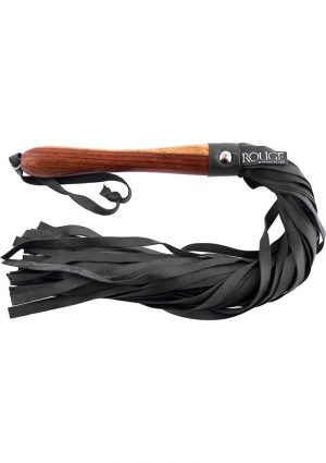 Rouge Wooden Handle Leather Flogger Black