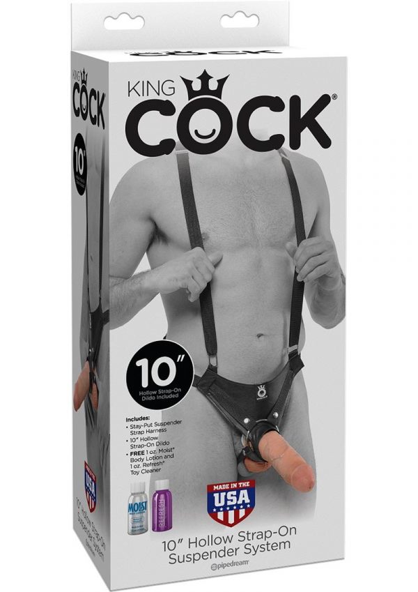 King Cock Hollow Strap-On Suspender System Flesh 10 Inch