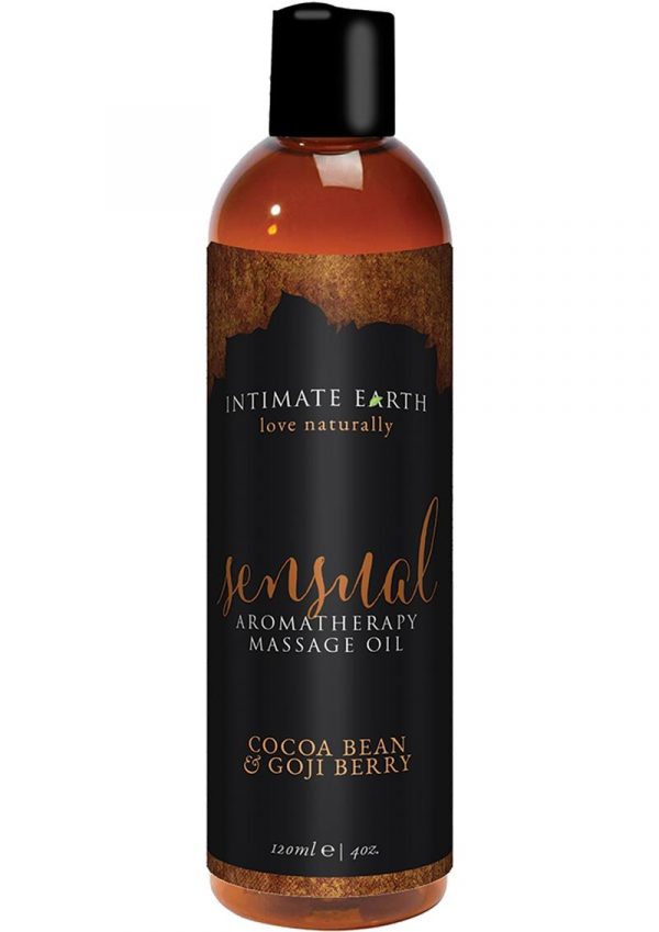 Intimate Earth Sensual Aromatherapy Massage Oil Cocoa Bean and Goji Berry 4 Ounce