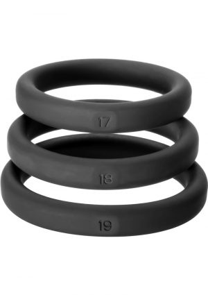 Perfect Fit Xact-Fit Silicone Ring Kit MD - LG 3 Pack - Black