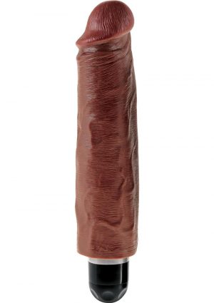 King Cock Vibrating Stiffy Realistic Dildo Waterproof Brown 7 Inch