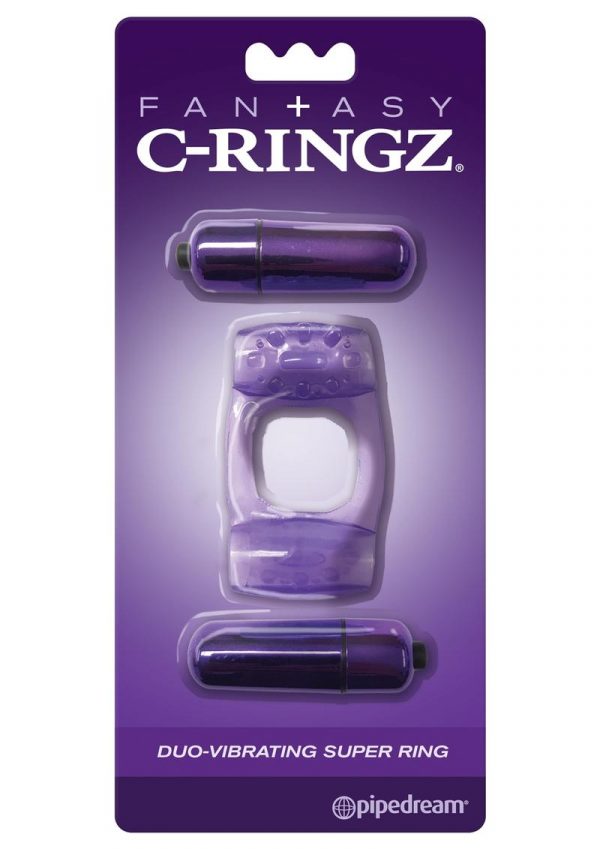 Fantasy C-Ringz Duo-Vibrating Super Ring With Clitoral Stimulation Waterproof Purple