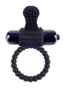 Fantasy C-Ringz Vibrating Silicone Super Ring Textured Cockring Waterproof Black 2.32 Inch Diameter