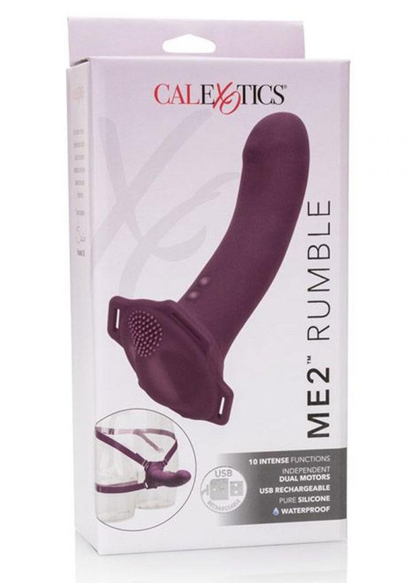 Me2 Rumble Silicone Strap On Massager Waterproof Purple 6.5 Inches