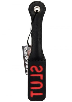 Leather Impression Paddle Slut 12 Inch Black