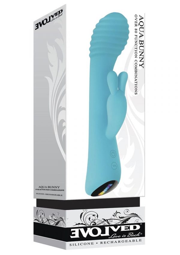 Aqua Bunny Silicone USB Rechargeable Rabbit Vibrator Waterproof Aqua 8.4 Inch