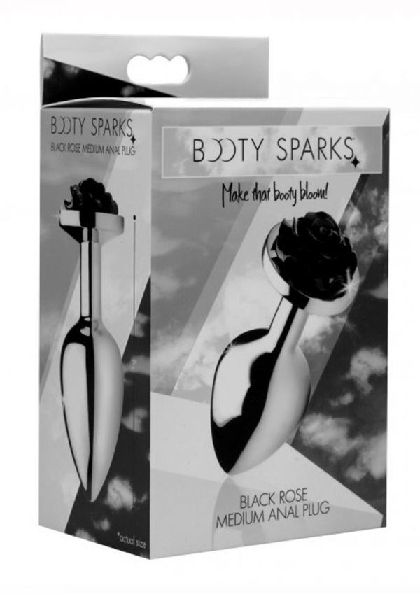 Booty Sparks Anal Plug Black Rose Medium 3.5 Inches