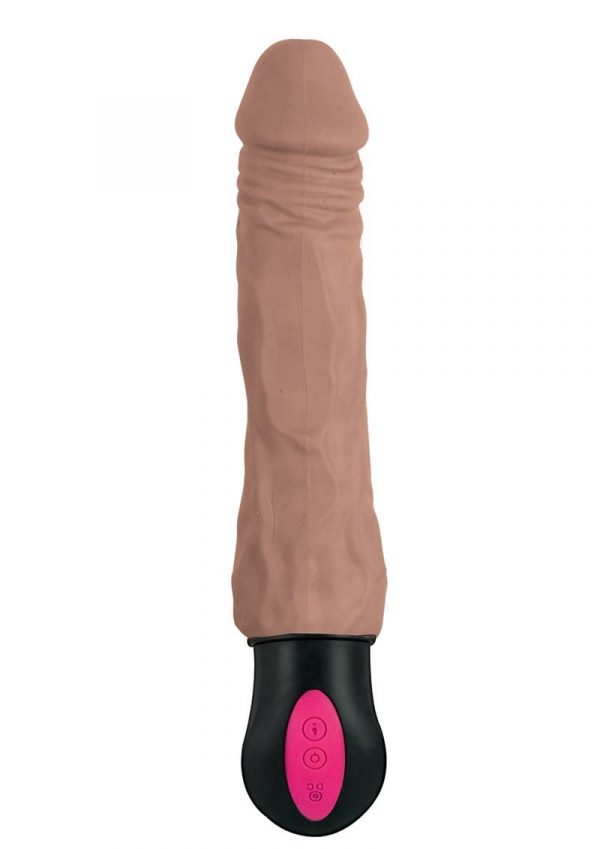 Natural Realskin Hot Cock 3 Dildo Waterproof Brown 8 Inch