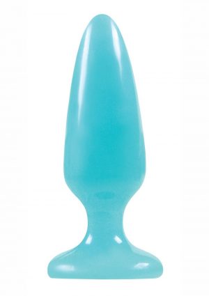 Firefly Pleasure Plug Medium 5in Glow In The Dark Blue Non-Vibrating Anal Plug