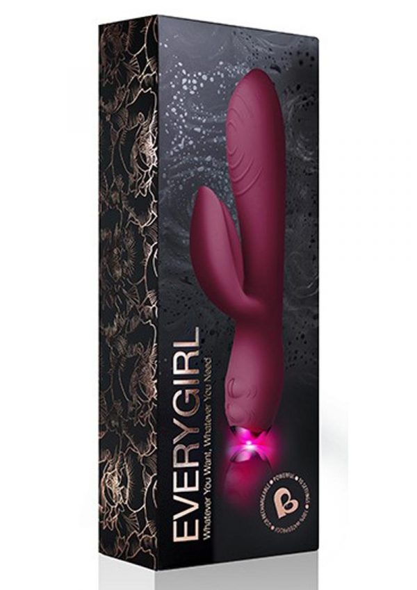 Every Girl Burgundy Vibrator With Clit Stimulator Waterproof