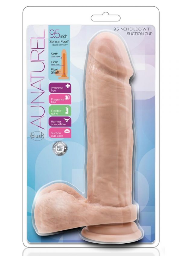 Au Naturel Dildo With Balls 9.5in - Vanilla