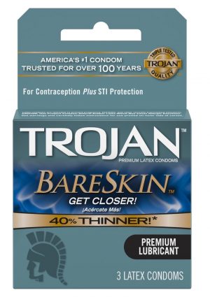 Trojan Bareskin Premium Lubricated Latex Condoms 3-Pack