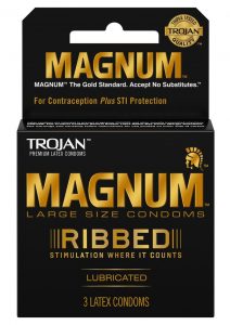 Trojan Magnum Ribbed Lubricated Latex Condoms 3-Pack Large