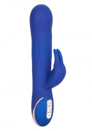 Jack Rabbit Signature Silicone Rotating Beaded Rabbit Vibrator Multi Function USB Rechargeable Waterproof Blue