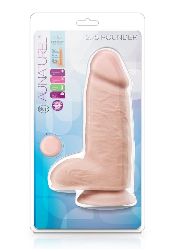 Au Naturel 2.75 Pounder Dildo Non Vibrating Suction Cup Base Flesh