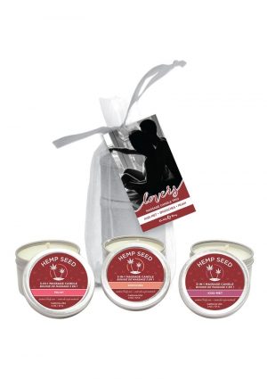 Earthly Body Hemp Seed Valentine Massage Candle Trio Set 2oz