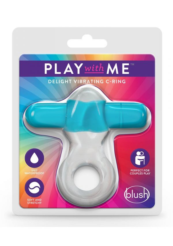 Play With Me Delight Vibrating Cock Ring - Blue