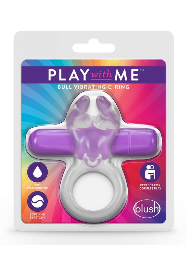 Play With Me Bull Vibrating Cock Ring - Purple