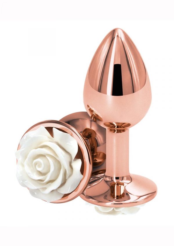 Rear Assets Rose Aluminum Anal Plug - Small - White/Rose Gold