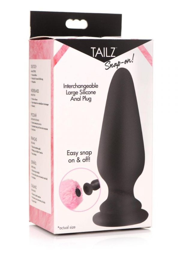 Tailz Snap-On Silicone Anal Plug - Large - Black/Pink