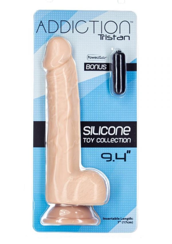 Naked Addiction Tristan Silicone Realistic Dildo with Bonus Bullet 9in - Vanilla