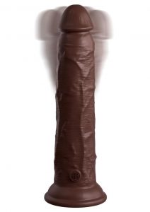 King Cock Elite Dual Density Vibrating Rechargeable Silicone Dildo with Remote Control Dildo 9in - Chocolate