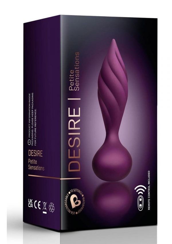 Desire Rechargeable Silicone Anal Plug with Remote Control - Purple/Rose Gold