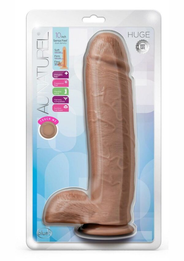 Au Naturel Huge Sensa Feel Dildo with Suction Cup 10in - Mocha