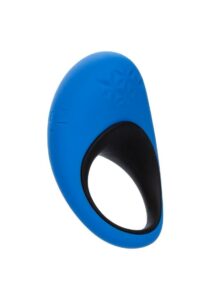 Link Up Remote Max Rechargeable Silicone Dual Stimulating Cock Ring with Remote Control - Blue/Black