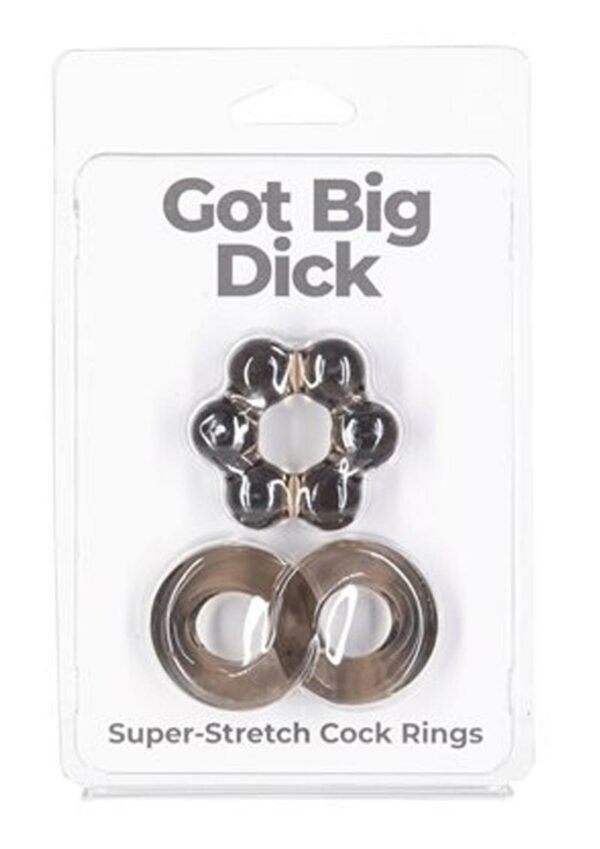 PowerBullet Got Big D Super Stretch Cock Rings (2 pack) - Black