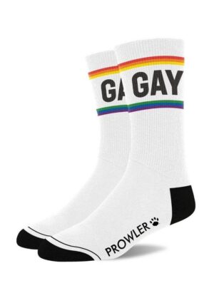 Prowler Gay Socks - White/Rainbow