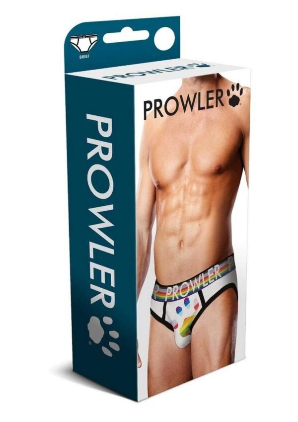 Prowler White Oversized Paw Brief - Large - White/Rainbow