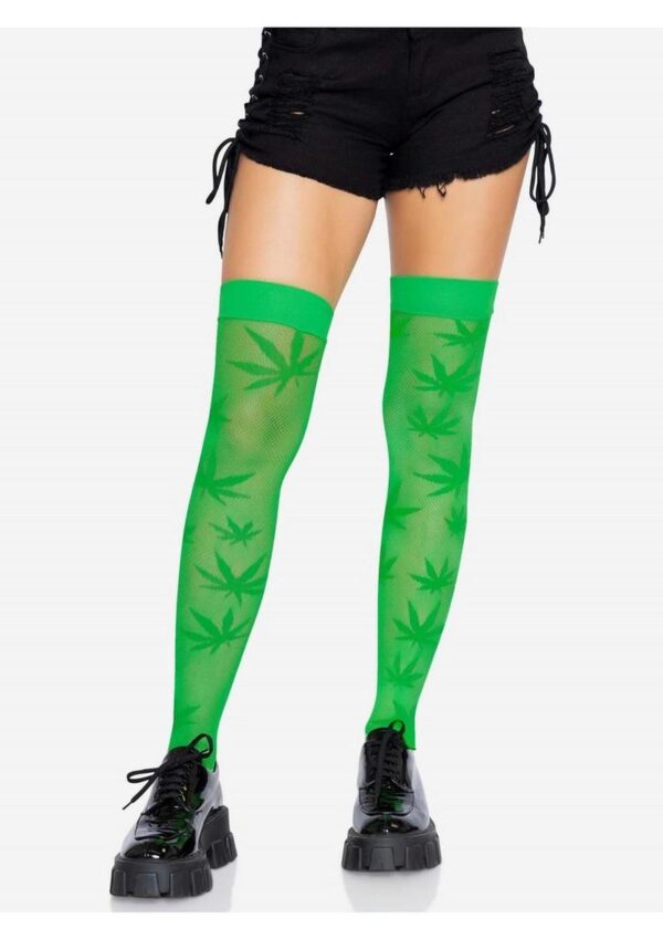 Leg Avenue 420 Net Thigh High - O/S - Green