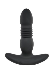 Playboy Trust the Thrust Rechargeable Silicone Thrusting Anal Plug with Remote Control - Black