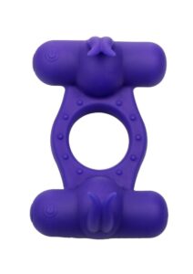 Couple`s Enhancers Silicone Rechargeable Triple Orgasm Enhancer - Purple